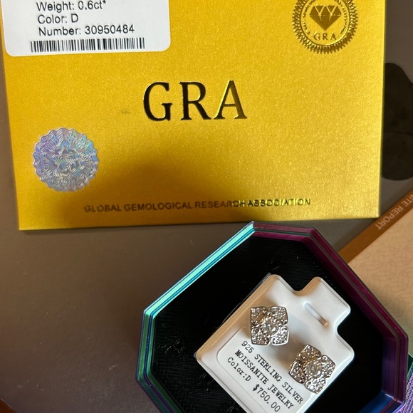 NWT 3.5mm Moissanite Sterling Silver earring with screw back posts. - Picture 2 of 6